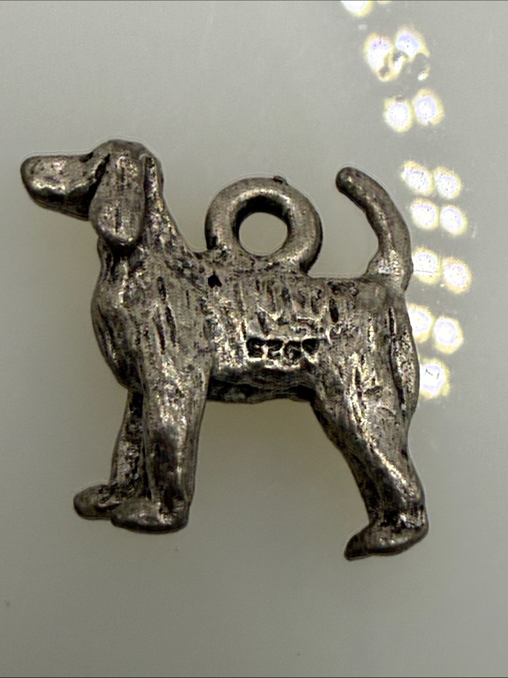 Adorable mini 925 silver stamped Dog Charm Pendant art deco hound dog